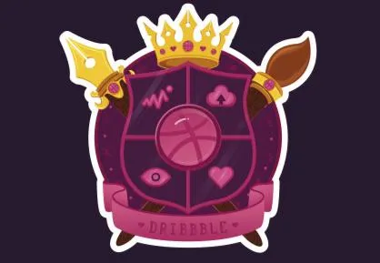 Sticker a forma di stemma con corona, pennino e pennello